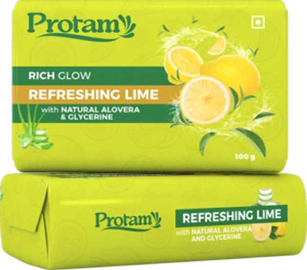 Protam Soap Refreshing Lime - Refreshing Soap with Aloevera & Glycerine 5 Pc - 100 Each ( 5 pc ), Green