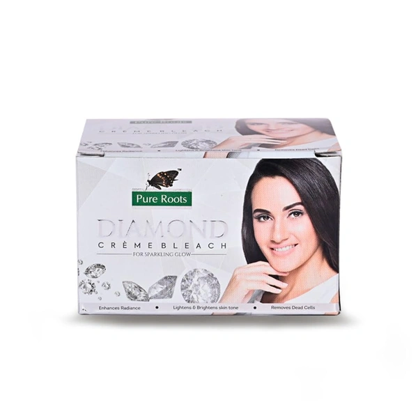 Pure Roots Big 250g Diamond Bleach Cream Face with Skin Whitening for Women (250gm) | Fast Acting Formulated for Enhances Radiances, Remove Tan & Dead Skin Cell | Ideal for All Skin Types - 250 g, Diamond