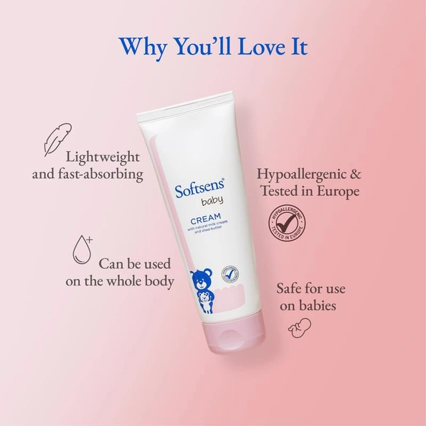Softsens Baby Rich Moisturising Cream with Natural Milk Cream & Shea Butter, 100G - 100ml, White