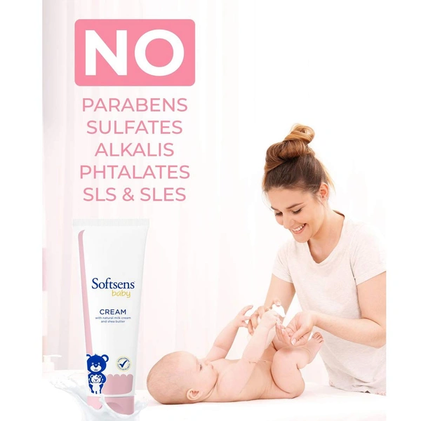Softsens Baby Rich Moisturising Cream with Natural Milk Cream & Shea Butter, 100G - 100ml, White