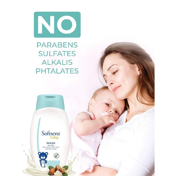 Softsens Baby TEAR FREE Baby Wash with natural milk cream & shea butter 200ml - 200 ml, White
