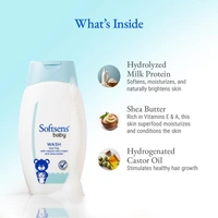 Softsens Baby TEAR FREE Baby Wash with natural milk cream & shea butter 200ml - 200 ml, White