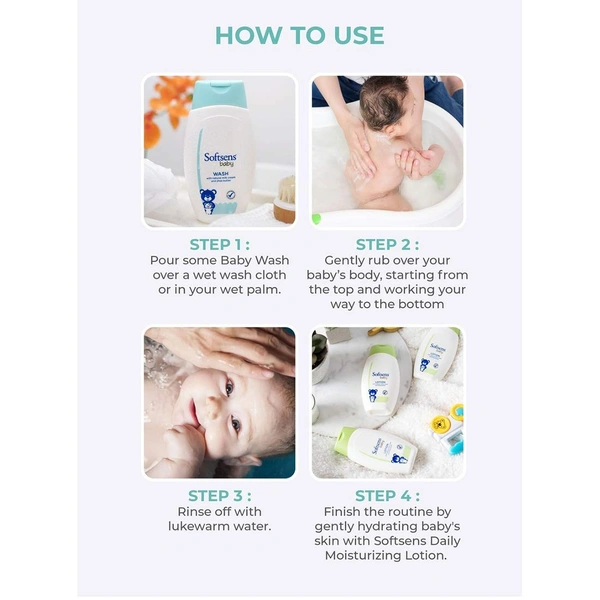 Softsens Baby TEAR FREE Baby Wash with natural milk cream & shea butter 200ml - 200 ml, White