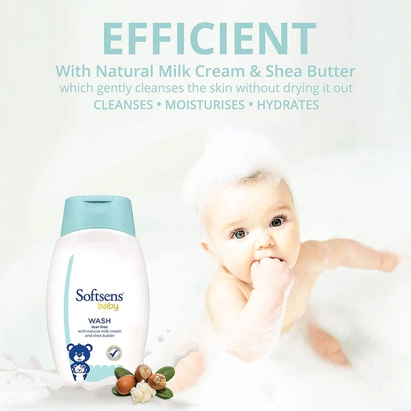 Softsens Baby TEAR FREE Baby Wash with natural milk cream & shea butter 200ml - 200 ml, White