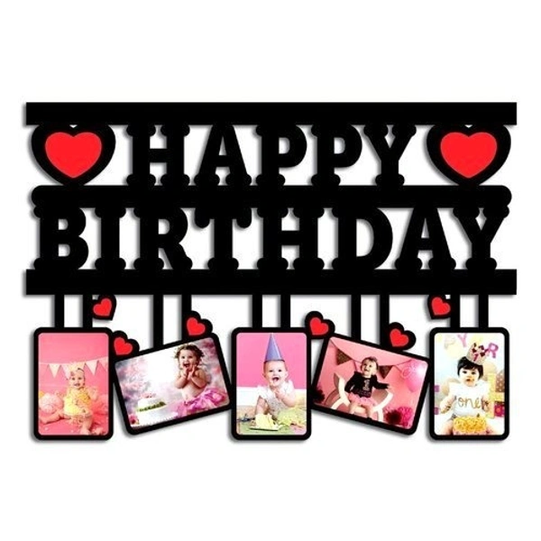Kraftify Happy Birthday Printed Wooden Photo Frame Photo Collage Personalized Best Gift for Love, Anniversary, Wedding, Couple, Birthday, Etc.