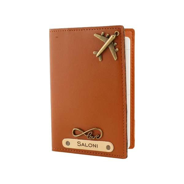 Krafitfy Customised Name & Charm Leather Passport Cover Holder for Men & Women | Personalised Birthday Gifts for Men