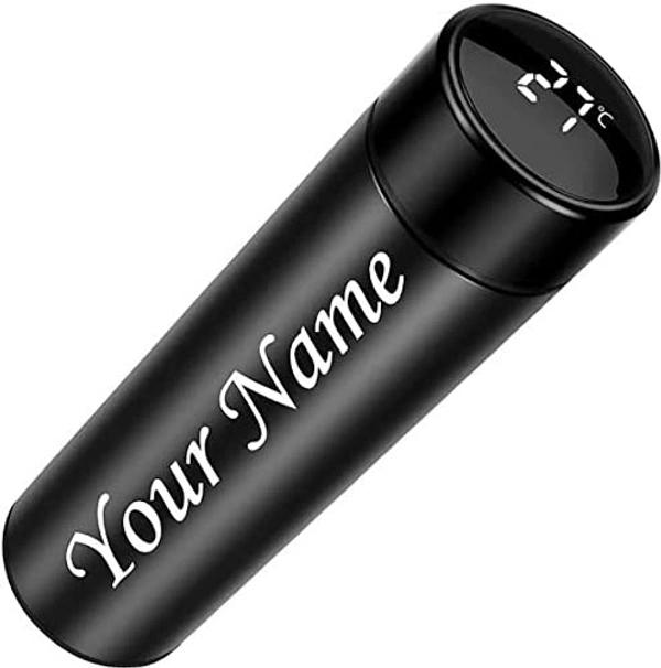 Kraftify Personalized Stainless Steel LED Temperature Water Bottle with Your Name Permanently Engraved with Temperature Display