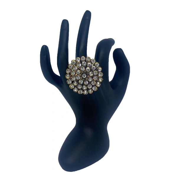 Kraftify Premium Designer American Diamond Gold Polished Anti Tarnish Ring Collection.