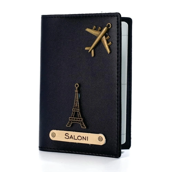 Krafitfy Customised Name & Charm Leather Passport Cover Holder for Men & Women | Personalised Birthday Gifts for Men