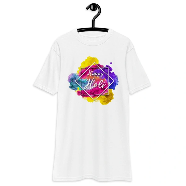 Kraftify Holi Festival Theam Printed White Unisex T-Shirt - Dri-fit for Men, Women & Kids.