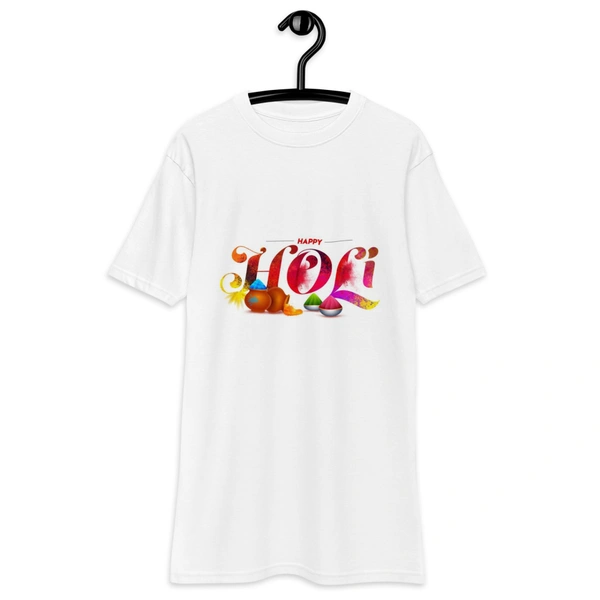 Kraftify Holi Festival Theam Printed White Unisex T-Shirt - Dri-fit for Men, Women & Kids.