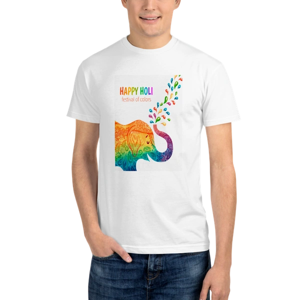 Kraftify Holi Festival Theam Printed White Unisex T-Shirt - Dri-fit for Men, Women & Kids.