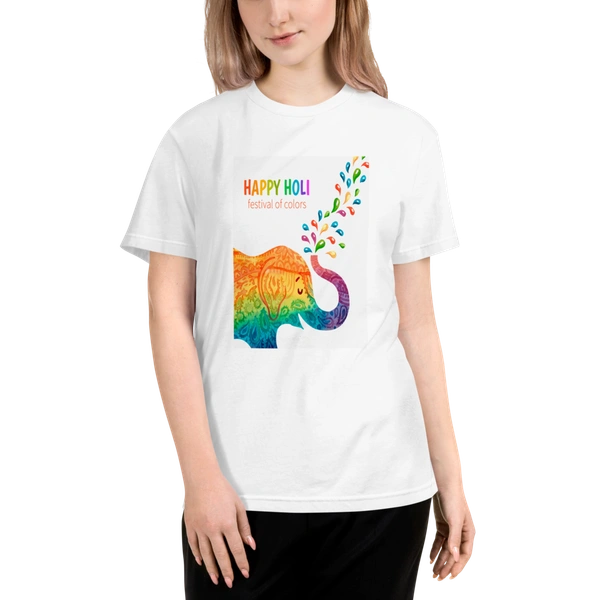 Kraftify Holi Festival Theam Printed White Unisex T-Shirt - Dri-fit for Men, Women & Kids.