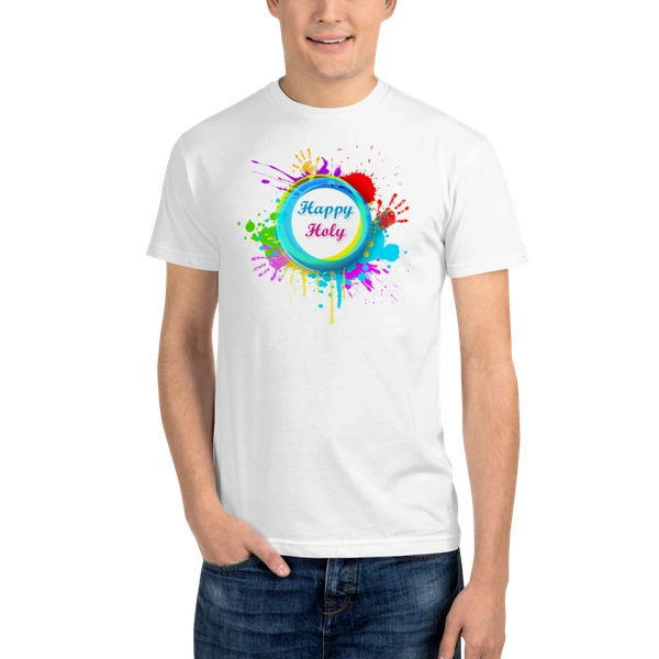 Kraftify Holi Festival Theam Printed White Unisex T-Shirt - Dri-fit for Men, Women & Kids.