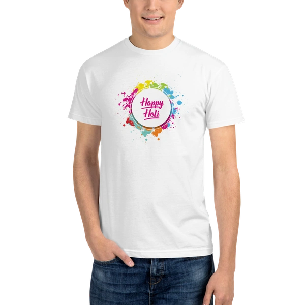 Kraftify Holi Festival Theam Printed White Unisex T-Shirt - Dri-fit for Men, Women & Kids.