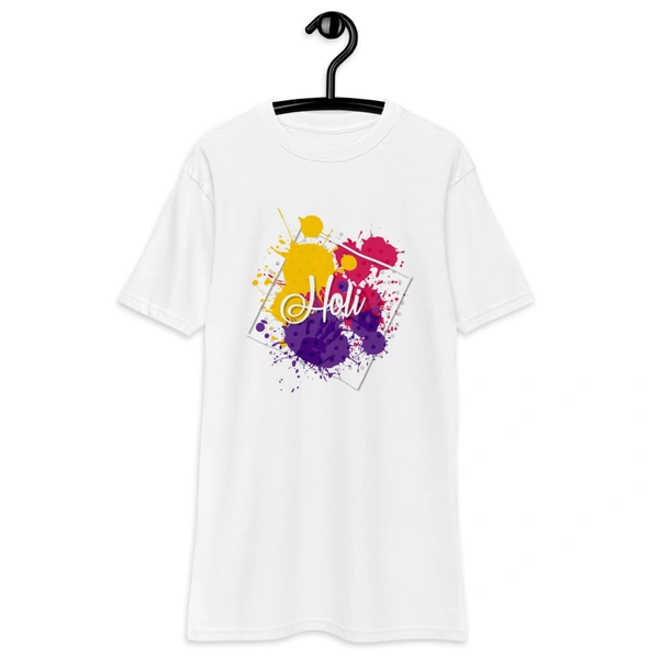 Kraftify Holi Festival Theam Printed White Unisex T-Shirt - Dri-fit for Men, Women & Kids.