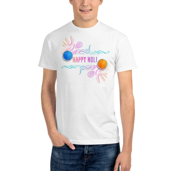 Kraftify Holi Festival Theam Printed White Unisex T-Shirt - Dri-fit for Men, Women & Kids.