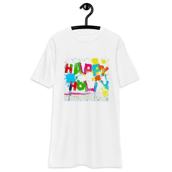 Kraftify Holi Festival Theam Printed White Unisex T-Shirt - Dri-fit for Men, Women & Kids.