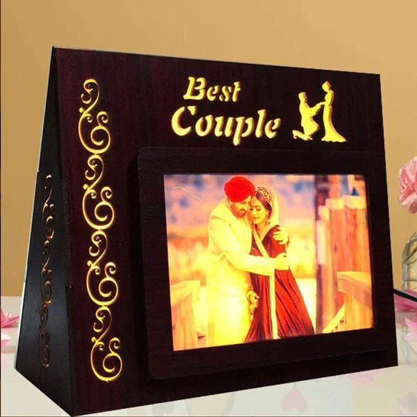 Kraftify Personalised Best Couple Photo lamp Frame With 1 Photo Print
