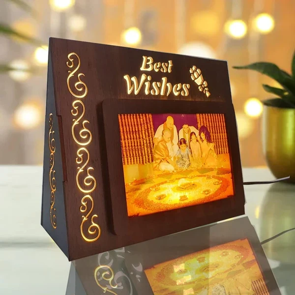 Kraftify Personalised Best Wishes Photo lamp Frame With 1 Photo Print