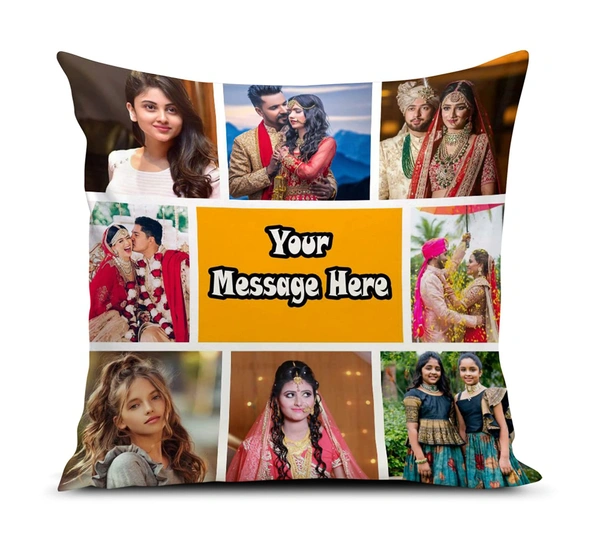 Kraftify Personalised Photo Cushion 12 X 12 Inch with 4 to 9 Photo Collage Personalized Best Gift for Love, Anniversary, Wedding, Couple, Birthday, Etc.