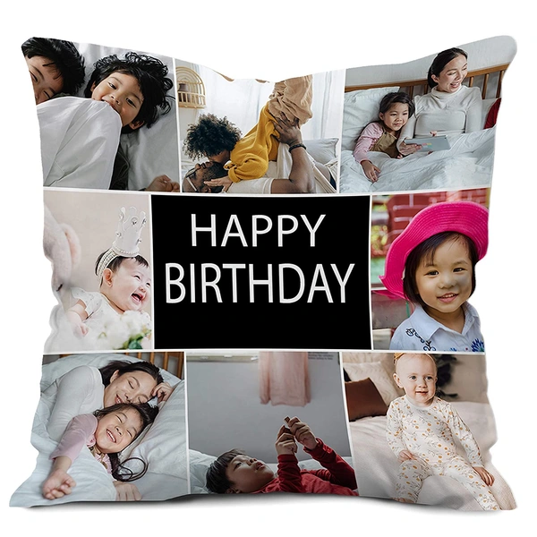 Kraftify Personalised Photo Cushion 12 X 12 Inch with 4 to 9 Photo Collage Personalized Best Gift for Love, Anniversary, Wedding, Couple, Birthday, Etc.
