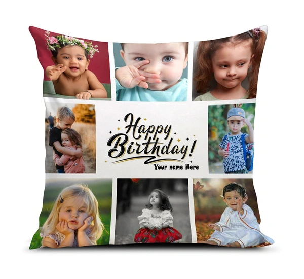 Kraftify Personalised Photo Cushion 12 X 12 Inch with 4 to 9 Photo Collage Personalized Best Gift for Love, Anniversary, Wedding, Couple, Birthday, Etc.