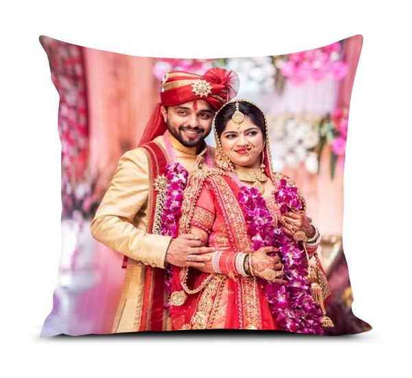 Kraftify Personalised Photo Cushion 12 X 12 Inch with 4 to 9 Photo Collage Personalized Best Gift for Love, Anniversary, Wedding, Couple, Birthday, Etc.