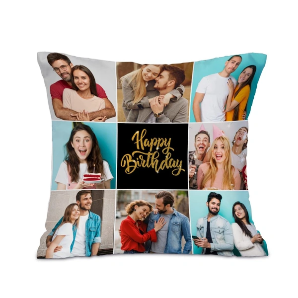 Kraftify Personalised Photo Cushion 12 X 12 Inch with 4 to 9 Photo Collage Personalized Best Gift for Love, Anniversary, Wedding, Couple, Birthday, Etc.