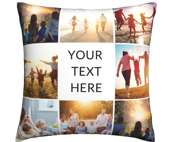 Kraftify Personalised Photo Cushion 12 X 12 Inch with 4 to 9 Photo Collage Personalized Best Gift for Love, Anniversary, Wedding, Couple, Birthday, Etc.