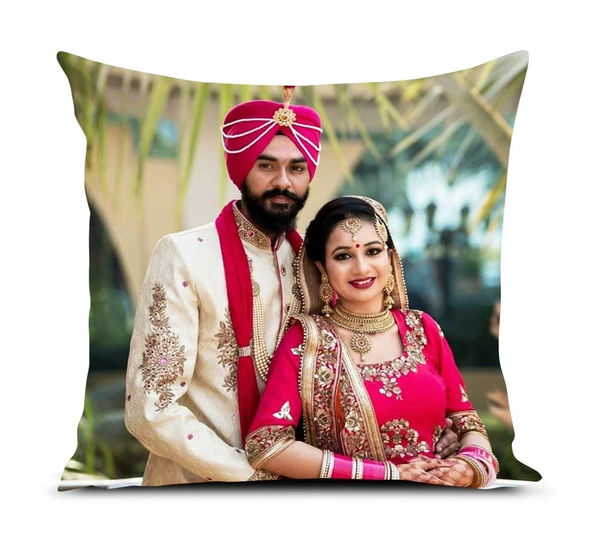 Kraftify Personalised Photo Cushion 12 X 12 Inch with 4 to 9 Photo Collage Personalized Best Gift for Love, Anniversary, Wedding, Couple, Birthday, Etc.