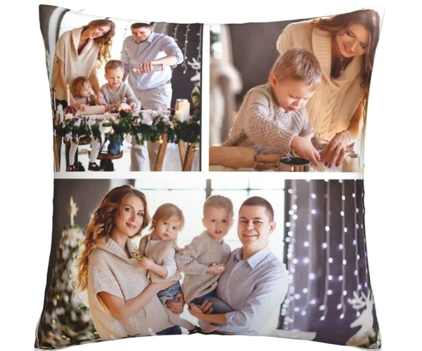 Kraftify Personalised Photo Cushion 12 X 12 Inch with 4 to 9 Photo Collage Personalized Best Gift for Love, Anniversary, Wedding, Couple, Birthday, Etc.