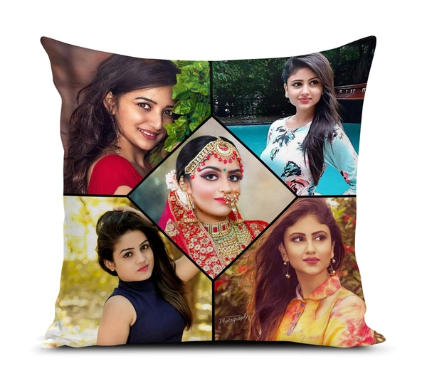 Kraftify Personalised Photo Cushion 12 X 12 Inch with 4 to 9 Photo Collage Personalized Best Gift for Love, Anniversary, Wedding, Couple, Birthday, Etc.