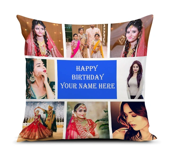 Kraftify Personalised Photo Cushion 12 X 12 Inch with 4 to 9 Photo Collage Personalized Best Gift for Love, Anniversary, Wedding, Couple, Birthday, Etc.