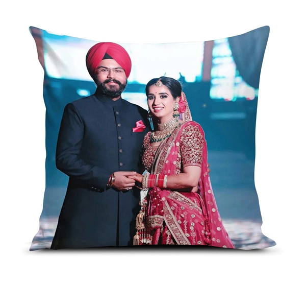 Kraftify Personalised Photo Cushion 12 X 12 Inch with 4 to 9 Photo Collage Personalized Best Gift for Love, Anniversary, Wedding, Couple, Birthday, Etc.