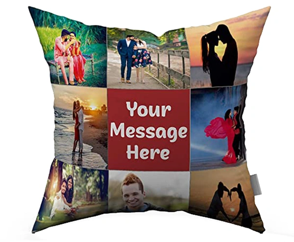 Kraftify Personalised Photo Cushion 12 X 12 Inch with 4 to 9 Photo Collage Personalized Best Gift for Love, Anniversary, Wedding, Couple, Birthday, Etc.