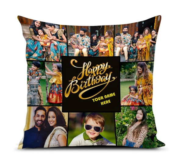 Kraftify Personalised Photo Cushion 12 X 12 Inch with 4 to 9 Photo Collage Personalized Best Gift for Love, Anniversary, Wedding, Couple, Birthday, Etc.