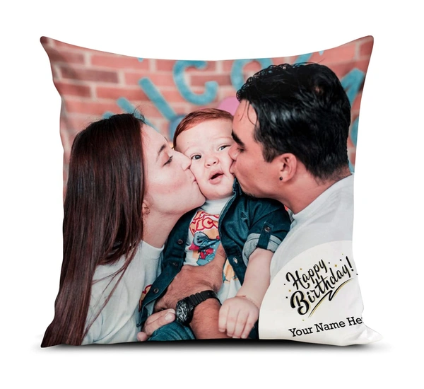 Kraftify Personalised Photo Cushion 12 X 12 Inch with 4 to 9 Photo Collage Personalized Best Gift for Love, Anniversary, Wedding, Couple, Birthday, Etc.