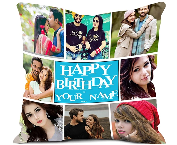 Kraftify Personalised Photo Cushion 12 X 12 Inch with 4 to 9 Photo Collage Personalized Best Gift for Love, Anniversary, Wedding, Couple, Birthday, Etc.