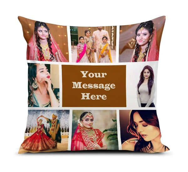 Kraftify Personalised Photo Cushion 12 X 12 Inch with 4 to 9 Photo Collage Personalized Best Gift for Love, Anniversary, Wedding, Couple, Birthday, Etc.