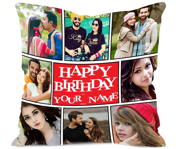 Kraftify Personalised Photo Cushion 12 X 12 Inch with 4 to 9 Photo Collage Personalized Best Gift for Love, Anniversary, Wedding, Couple, Birthday, Etc.