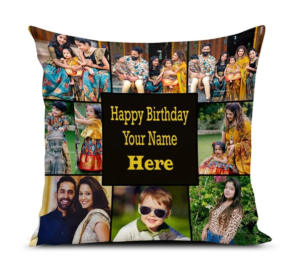 Kraftify Personalised Photo Cushion 12 X 12 Inch with 4 to 9 Photo Collage Personalized Best Gift for Love, Anniversary, Wedding, Couple, Birthday, Etc.