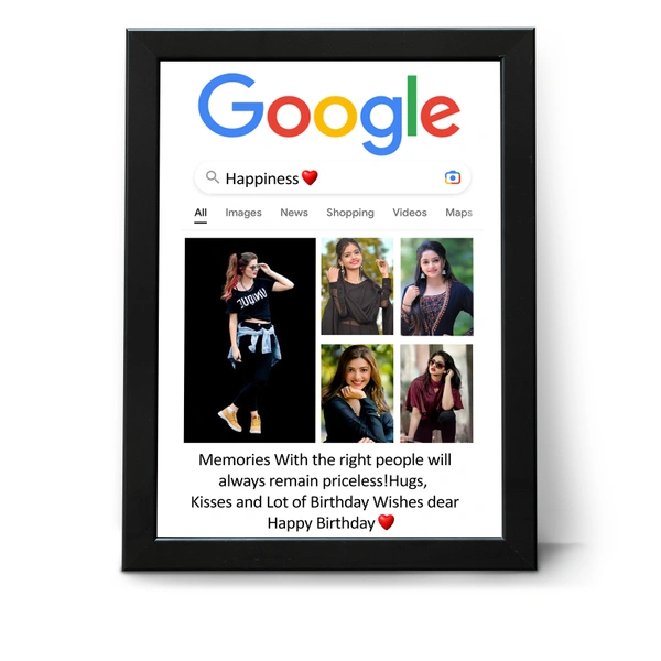 Kraftify Personalized 5 Photos trending Google Frame for Anniversary, Wedding, Valentine day, Love Personalized Collage Gift, Wall Photo Frame (13X10, Black) For Photo Print Please Send Photo as per given instruction on image number 2.