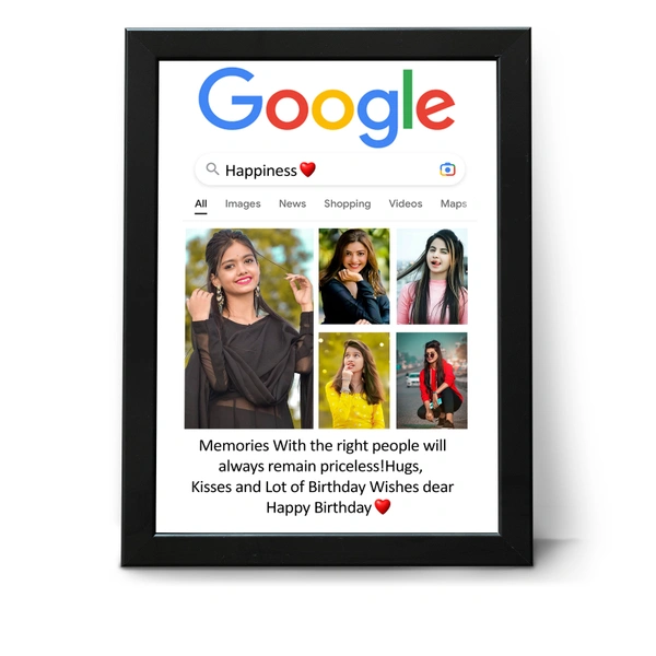 Kraftify Personalized 5 Photos trending Google Frame for Anniversary, Wedding, Valentine day, Love Personalized Collage Gift, Wall Photo Frame (13X10, Black) For Photo Print Please Send Photo as per given instruction on image number 2.