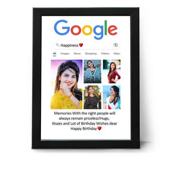 Kraftify Personalized 5 Photos trending Google Frame for Anniversary, Wedding, Valentine day, Love Personalized Collage Gift, Wall Photo Frame (13X10, Black) For Photo Print Please Send Photo as per given instruction on image number 2.