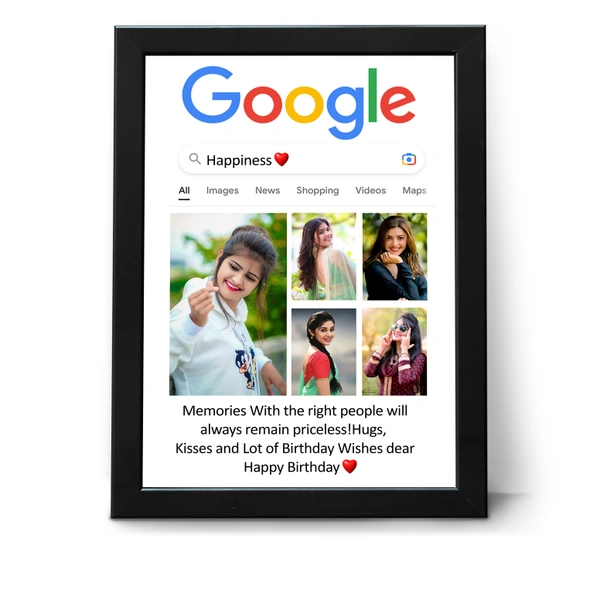 Kraftify Personalized 5 Photos trending Google Frame for Anniversary, Wedding, Valentine day, Love Personalized Collage Gift, Wall Photo Frame (13X10, Black) For Photo Print Please Send Photo as per given instruction on image number 2.