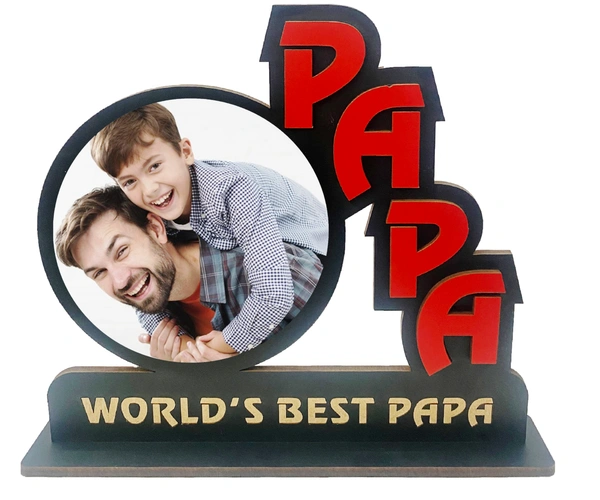 Kraftify Personalized Photo Printed Wooden Personalized Table Top Frame For Papa 8.5 x 7.5 Inch for Gift on Birthday, Anniversary, Welcome, Thanks Giving, Retairment