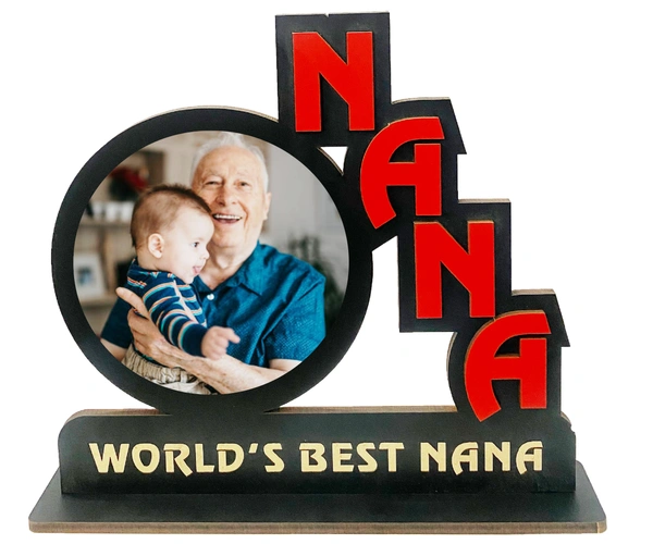 Kraftify Personalized Photo Printed Wooden Personalized Table Top Frame For Nana 8.5 x 7.5 Inch for Gift on Birthday, Anniversary, Welcome, Thanks Giving, Retairment