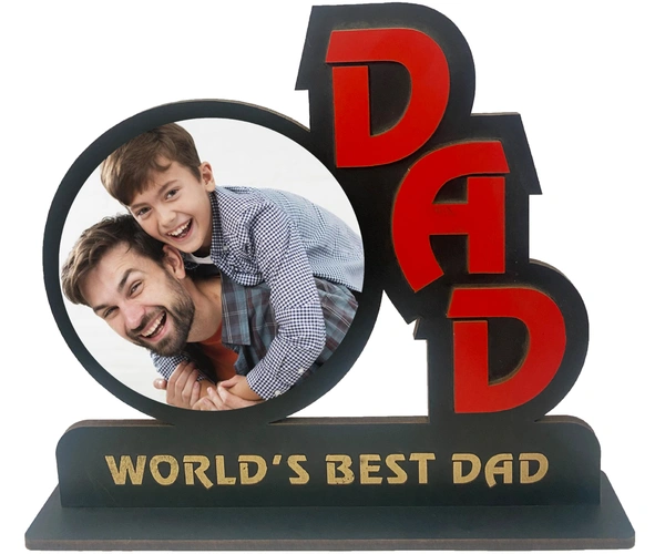 Kraftify Personalized Photo Printed Wooden Personalized Table Top Frame For Dad 8.5 x 7.5 Inch for Gift on Birthday, Anniversary, Welcome, Thanks Giving, Retairment