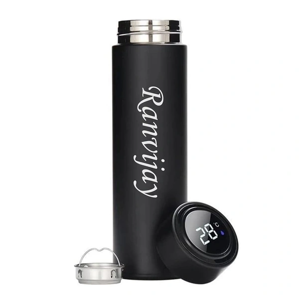 Kraftify Personalized Stainless Steel LED Temperature Water Bottle with Your Name Permanently Engraved with Temperature Display